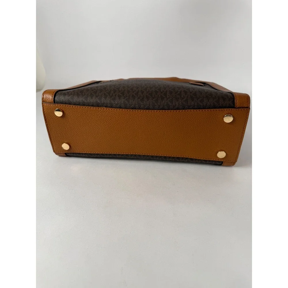 Michael Kors Karson‎ Satchel Brown Signature MK Logo Acorn Leather Handbag